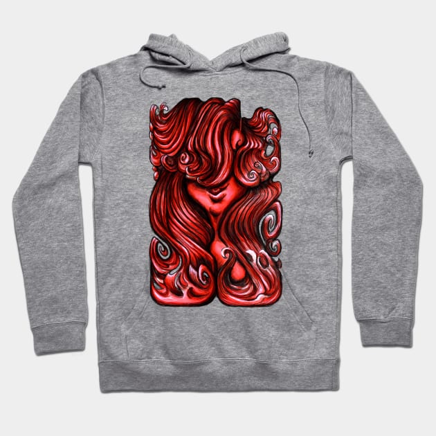 Luscious Locks - Cherry Tomato Red Hoodie by BigNoseArt